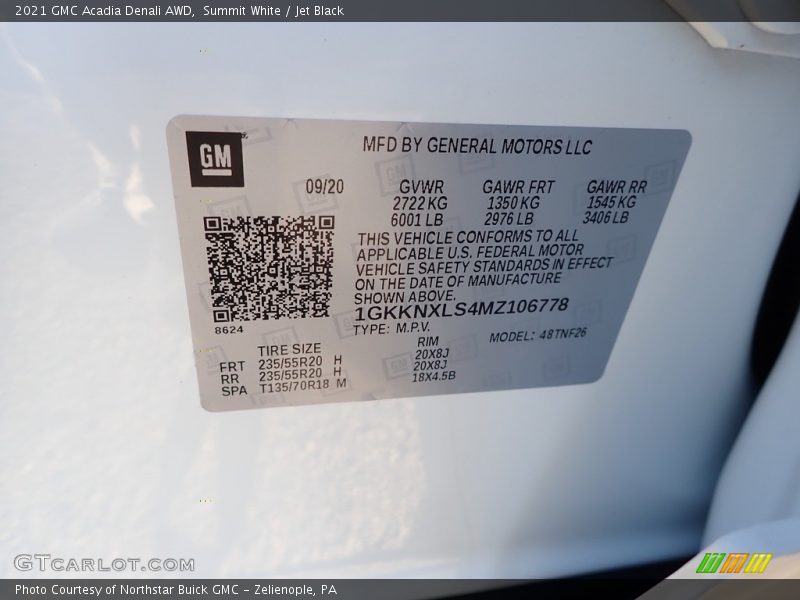 Summit White / Jet Black 2021 GMC Acadia Denali AWD