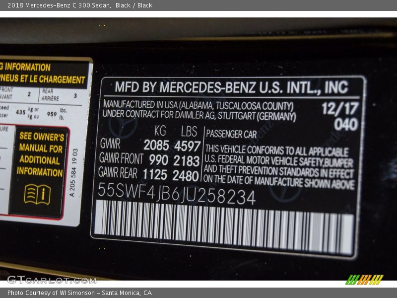 Black / Black 2018 Mercedes-Benz C 300 Sedan