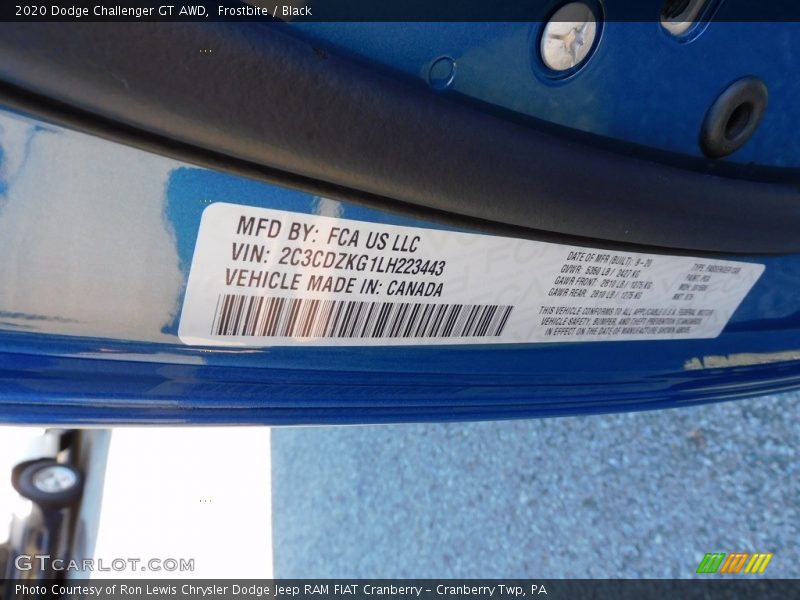 Frostbite / Black 2020 Dodge Challenger GT AWD