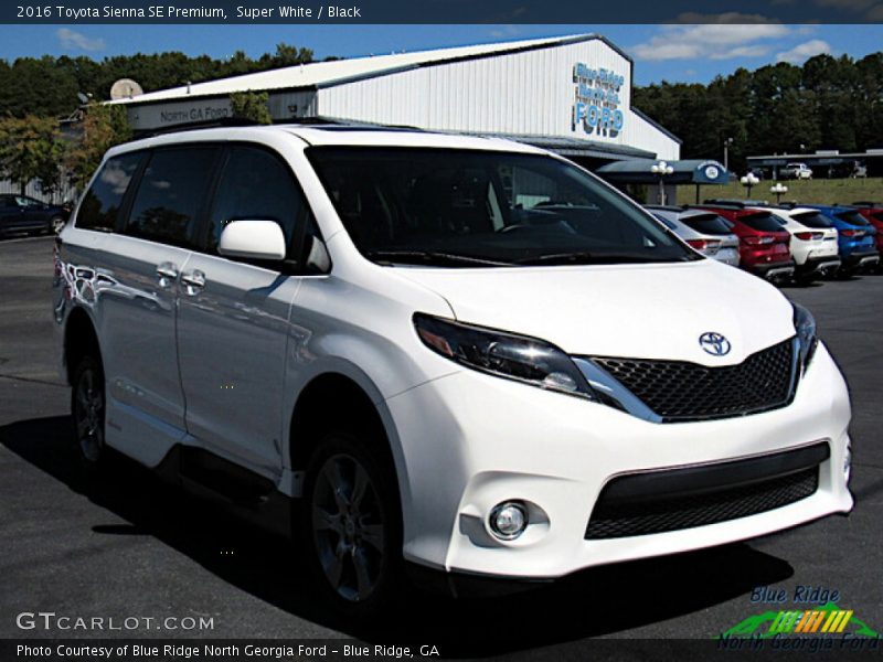 Super White / Black 2016 Toyota Sienna SE Premium