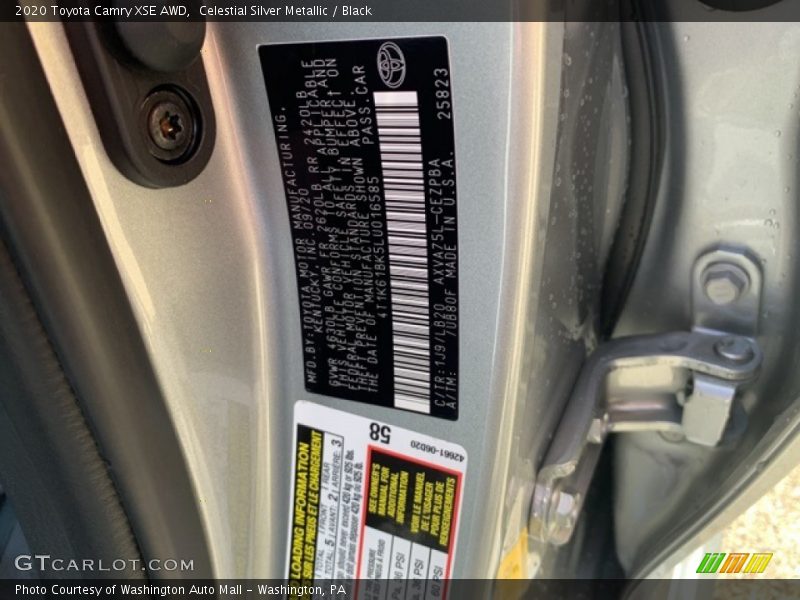 Celestial Silver Metallic / Black 2020 Toyota Camry XSE AWD