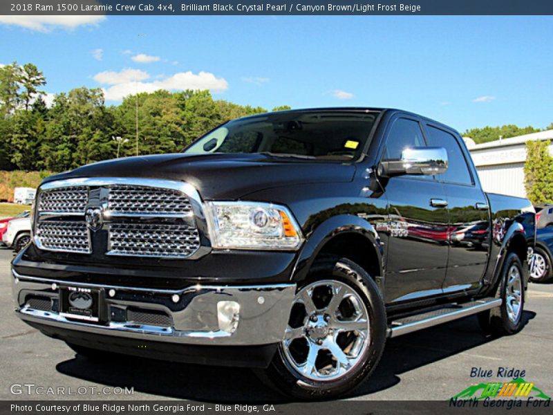 Brilliant Black Crystal Pearl / Canyon Brown/Light Frost Beige 2018 Ram 1500 Laramie Crew Cab 4x4