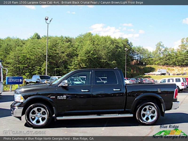 Brilliant Black Crystal Pearl / Canyon Brown/Light Frost Beige 2018 Ram 1500 Laramie Crew Cab 4x4