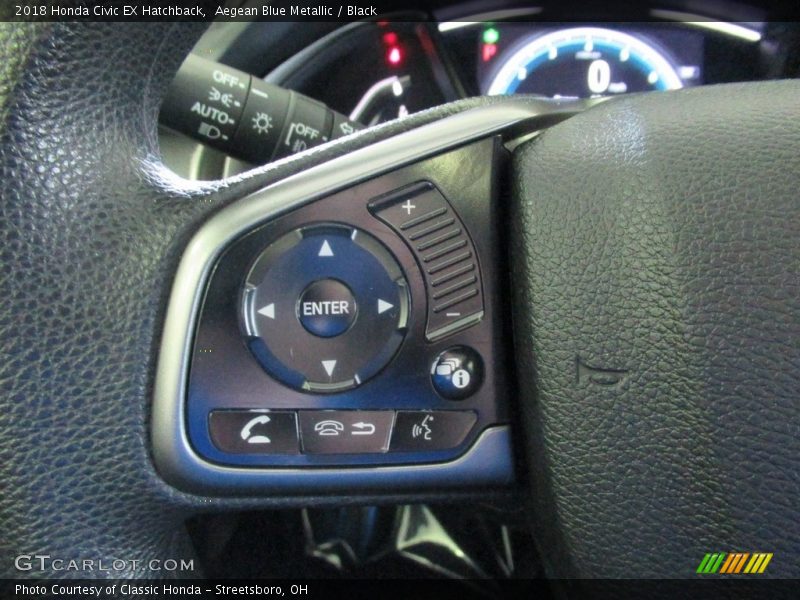 Aegean Blue Metallic / Black 2018 Honda Civic EX Hatchback