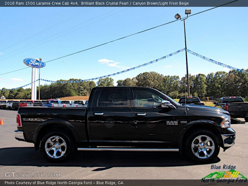 Brilliant Black Crystal Pearl / Canyon Brown/Light Frost Beige 2018 Ram 1500 Laramie Crew Cab 4x4