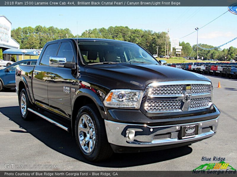 Brilliant Black Crystal Pearl / Canyon Brown/Light Frost Beige 2018 Ram 1500 Laramie Crew Cab 4x4