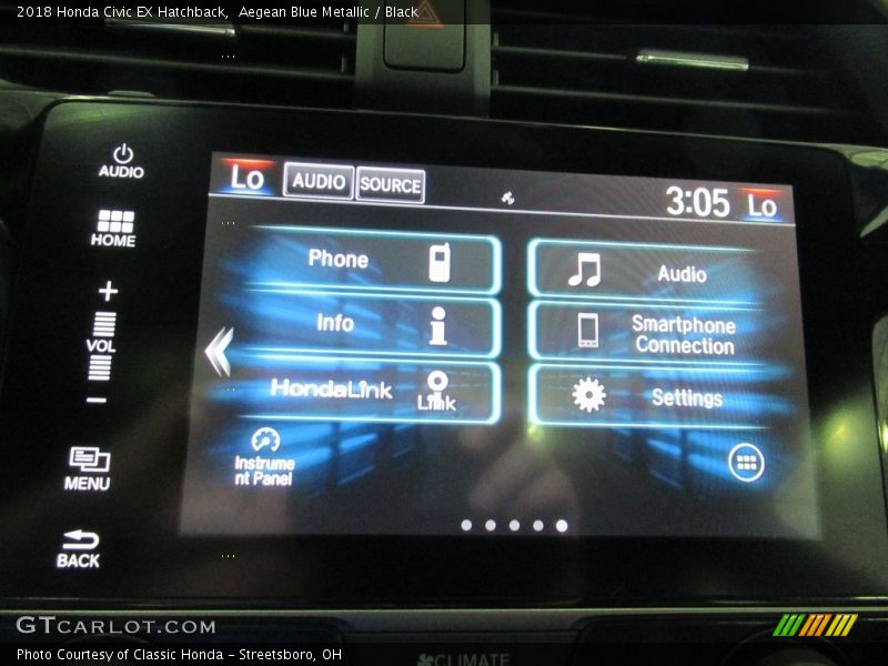 Aegean Blue Metallic / Black 2018 Honda Civic EX Hatchback