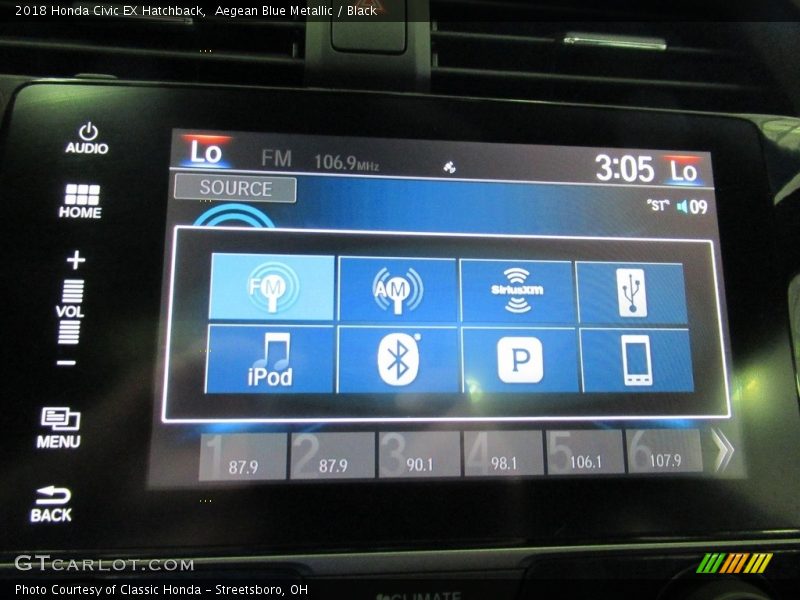 Aegean Blue Metallic / Black 2018 Honda Civic EX Hatchback