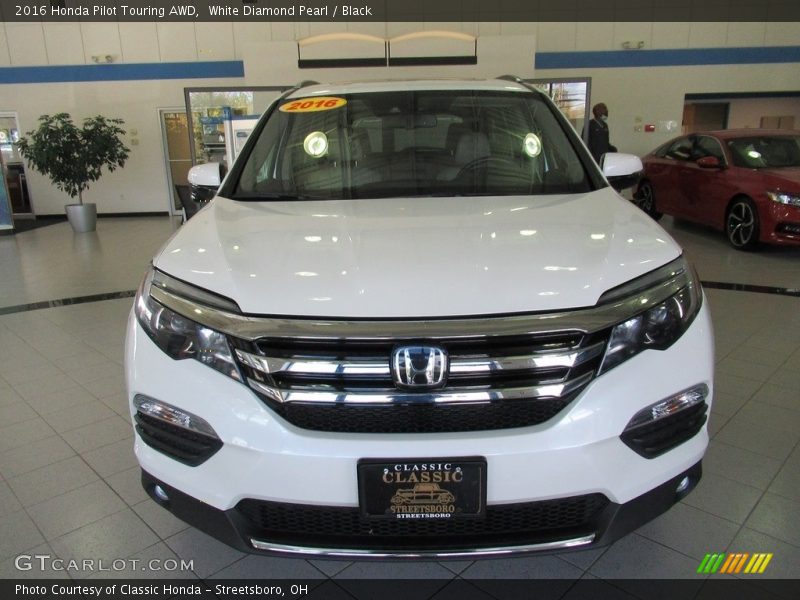 White Diamond Pearl / Black 2016 Honda Pilot Touring AWD