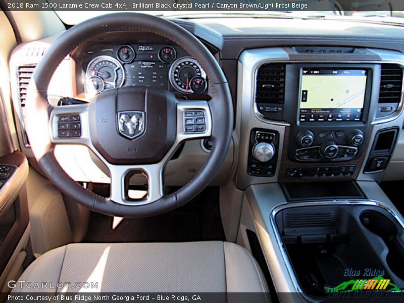 Brilliant Black Crystal Pearl / Canyon Brown/Light Frost Beige 2018 Ram 1500 Laramie Crew Cab 4x4