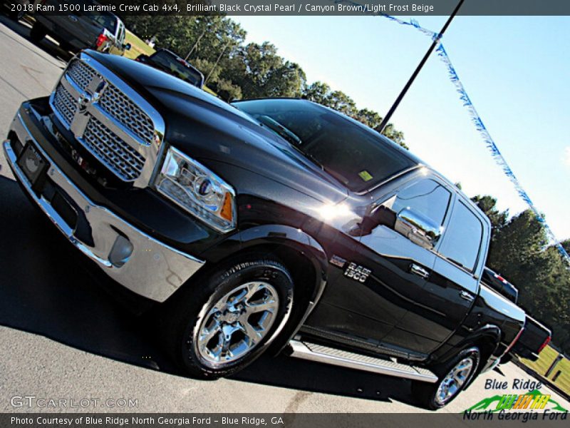 Brilliant Black Crystal Pearl / Canyon Brown/Light Frost Beige 2018 Ram 1500 Laramie Crew Cab 4x4