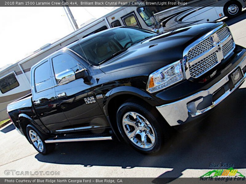 Brilliant Black Crystal Pearl / Canyon Brown/Light Frost Beige 2018 Ram 1500 Laramie Crew Cab 4x4