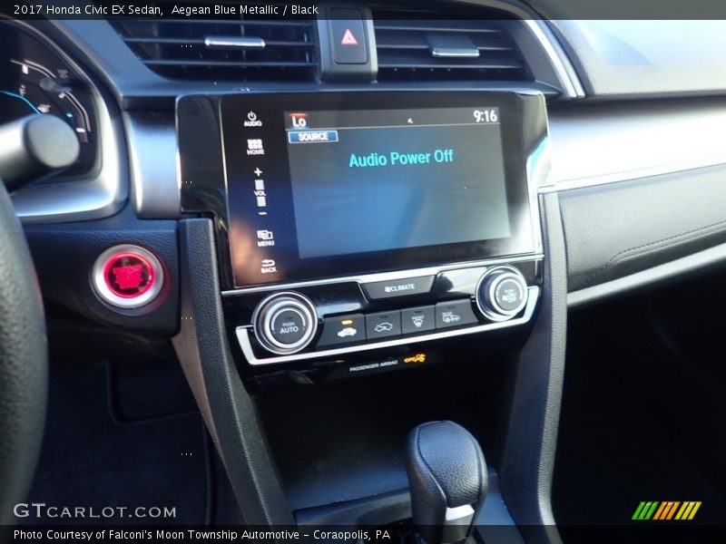 Aegean Blue Metallic / Black 2017 Honda Civic EX Sedan