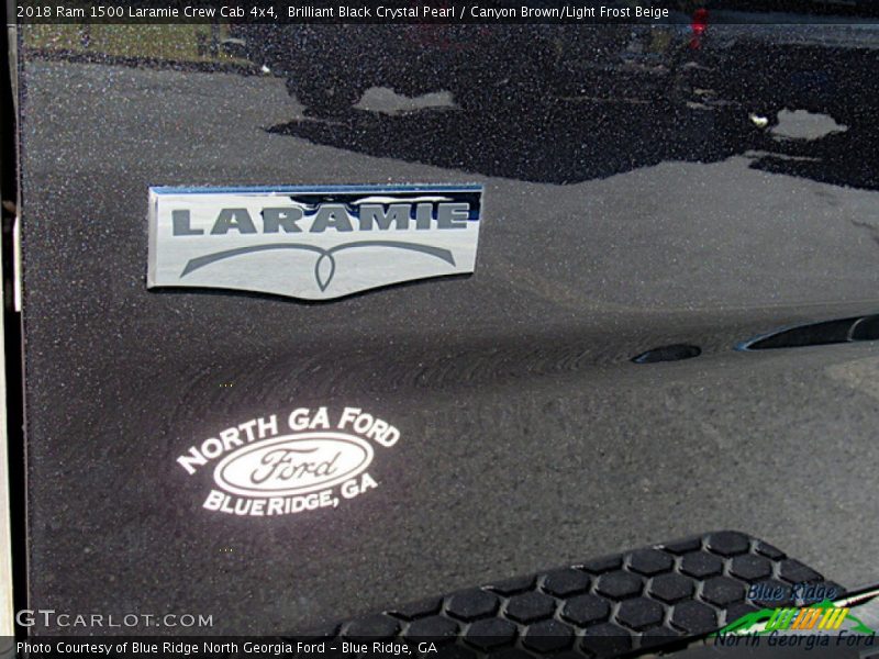 Brilliant Black Crystal Pearl / Canyon Brown/Light Frost Beige 2018 Ram 1500 Laramie Crew Cab 4x4
