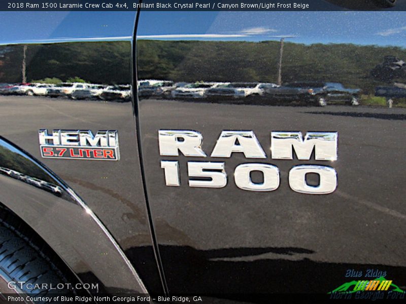 Brilliant Black Crystal Pearl / Canyon Brown/Light Frost Beige 2018 Ram 1500 Laramie Crew Cab 4x4