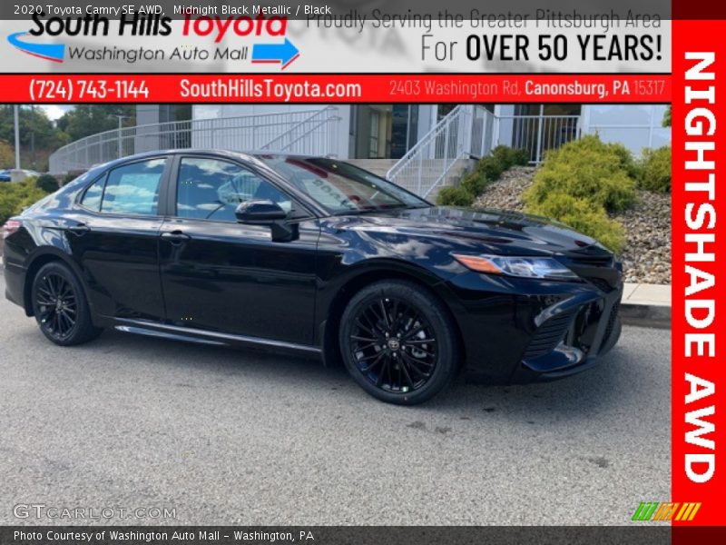 Midnight Black Metallic / Black 2020 Toyota Camry SE AWD