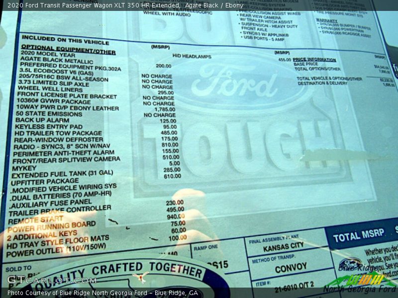 Agate Black / Ebony 2020 Ford Transit Passenger Wagon XLT 350 HR Extended