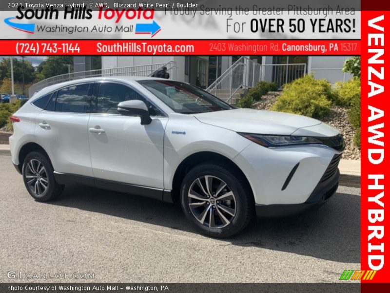 Blizzard White Pearl / Boulder 2021 Toyota Venza Hybrid LE AWD