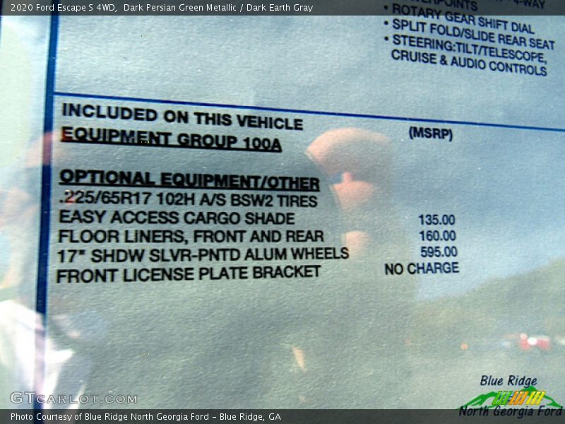 Dark Persian Green Metallic / Dark Earth Gray 2020 Ford Escape S 4WD