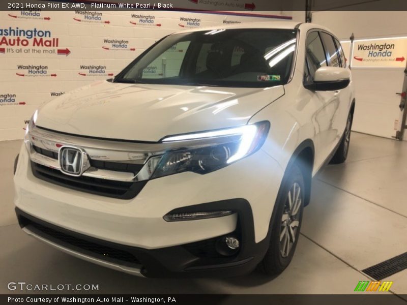 Platinum White Pearl / Black 2021 Honda Pilot EX AWD