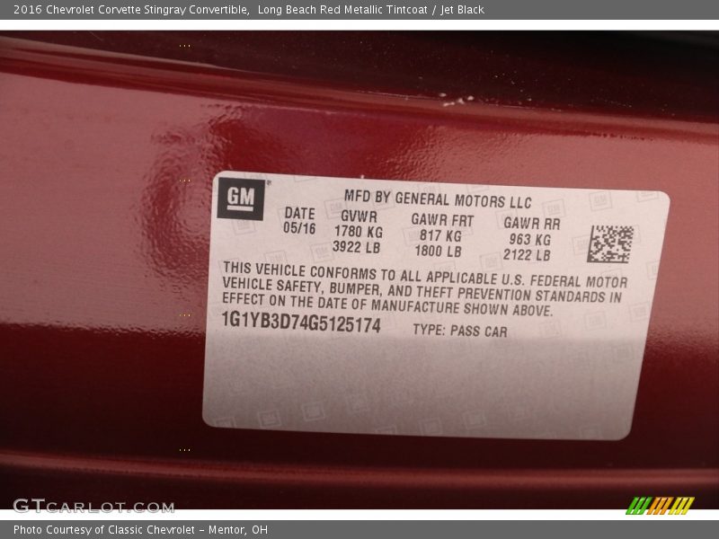 Long Beach Red Metallic Tintcoat / Jet Black 2016 Chevrolet Corvette Stingray Convertible