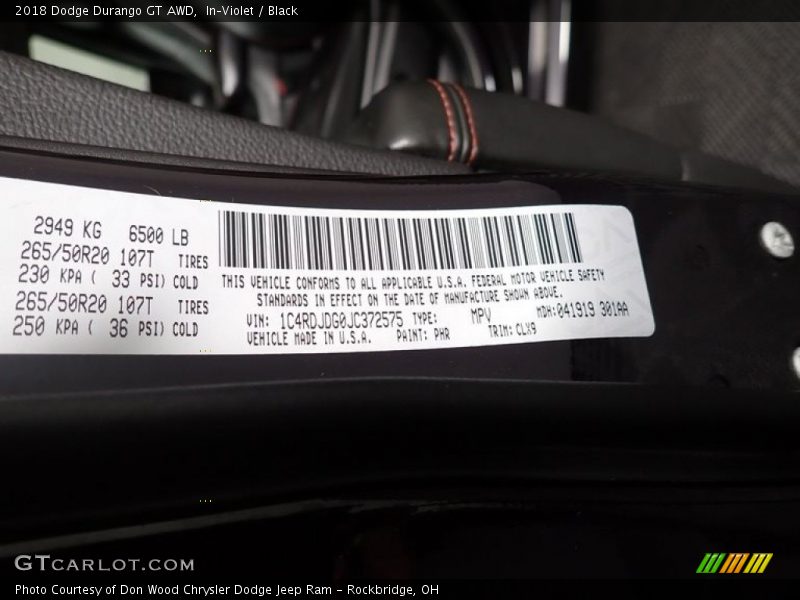 In–Violet / Black 2018 Dodge Durango GT AWD