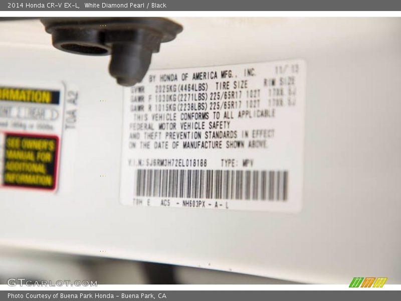 White Diamond Pearl / Black 2014 Honda CR-V EX-L