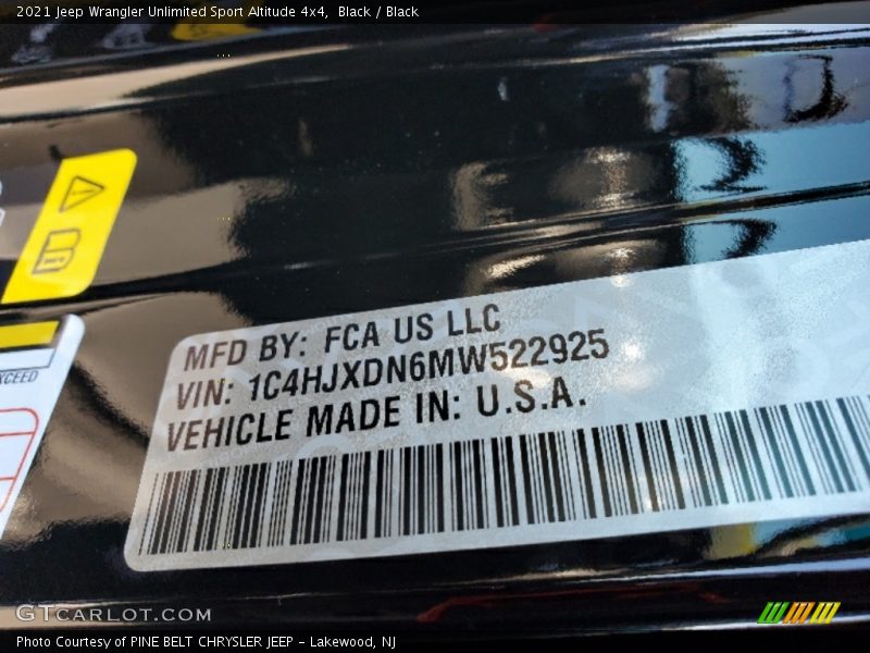 Black / Black 2021 Jeep Wrangler Unlimited Sport Altitude 4x4
