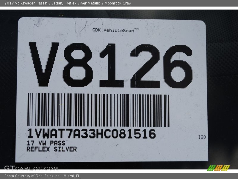 Reflex Silver Metallic / Moonrock Gray 2017 Volkswagen Passat S Sedan