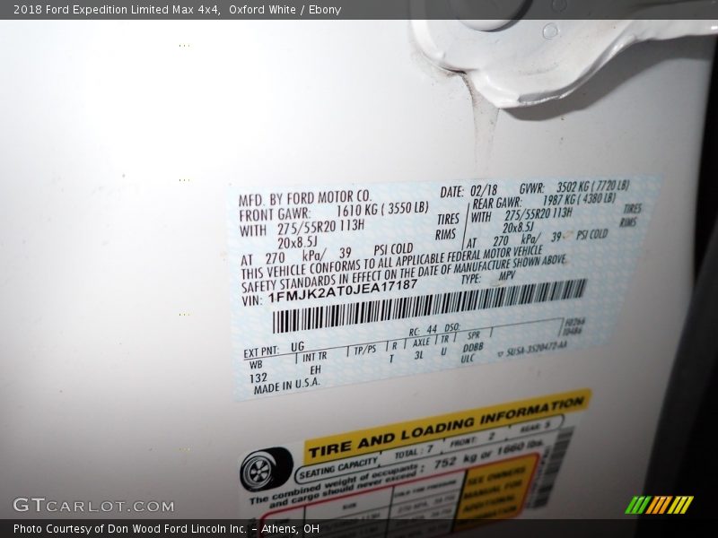 Oxford White / Ebony 2018 Ford Expedition Limited Max 4x4