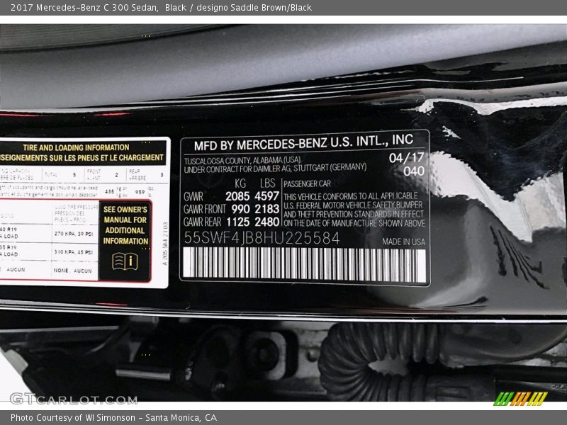 Black / designo Saddle Brown/Black 2017 Mercedes-Benz C 300 Sedan