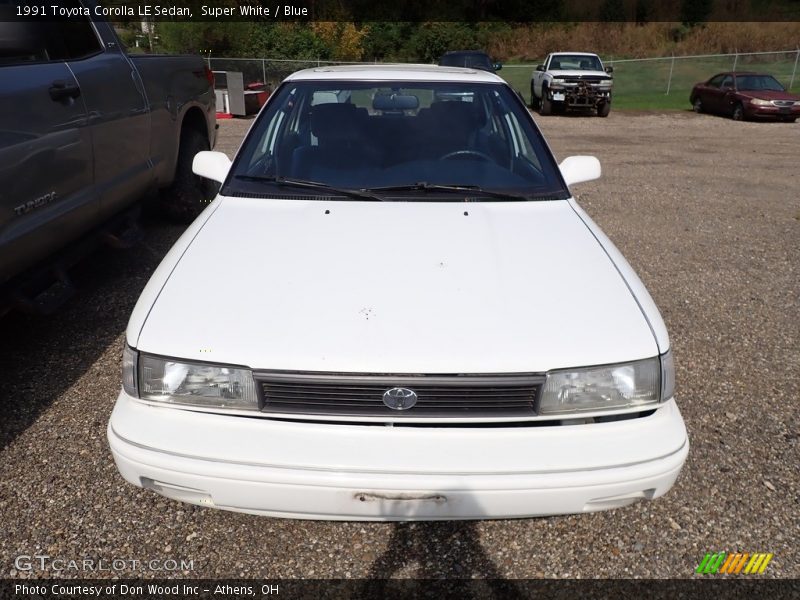 Super White / Blue 1991 Toyota Corolla LE Sedan