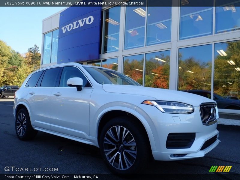 Crystal White Metallic / Blonde/Charcoal 2021 Volvo XC90 T6 AWD Momentum