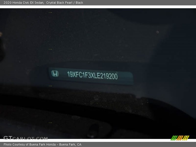 Crystal Black Pearl / Black 2020 Honda Civic EX Sedan