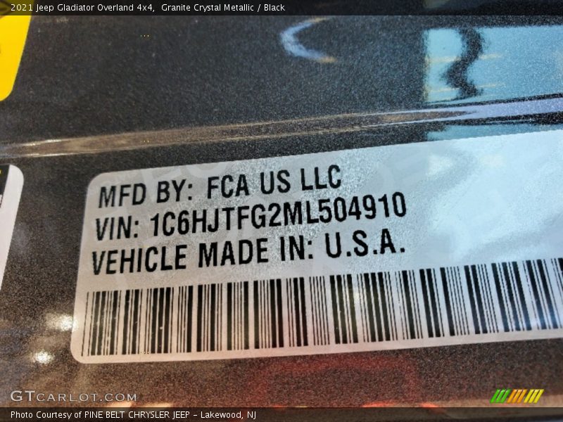 Granite Crystal Metallic / Black 2021 Jeep Gladiator Overland 4x4