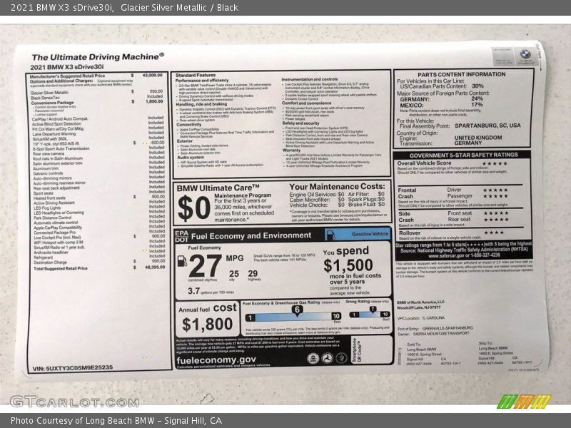 Glacier Silver Metallic / Black 2021 BMW X3 sDrive30i