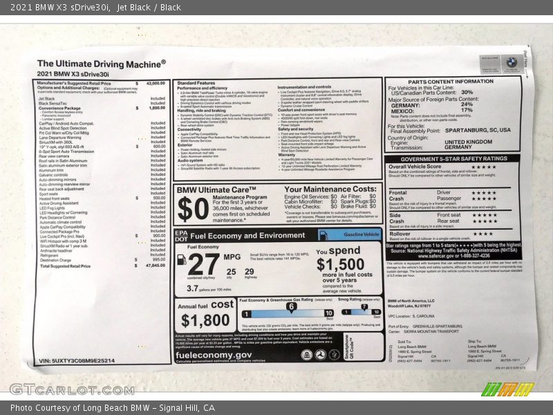 Jet Black / Black 2021 BMW X3 sDrive30i