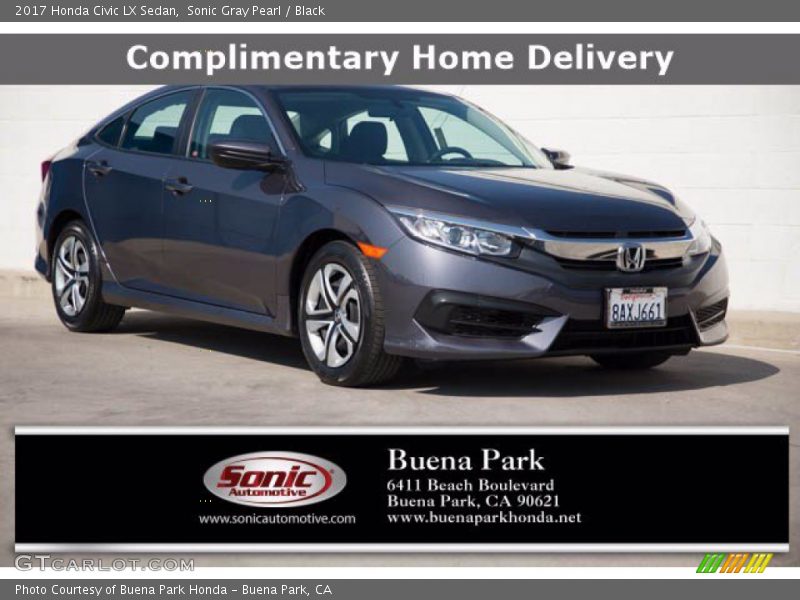 Sonic Gray Pearl / Black 2017 Honda Civic LX Sedan