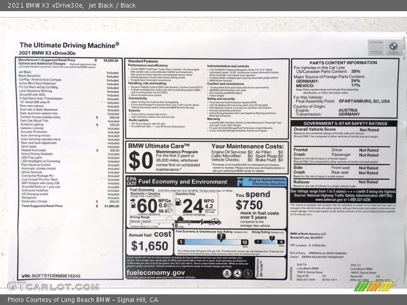 Jet Black / Black 2021 BMW X3 xDrive30e