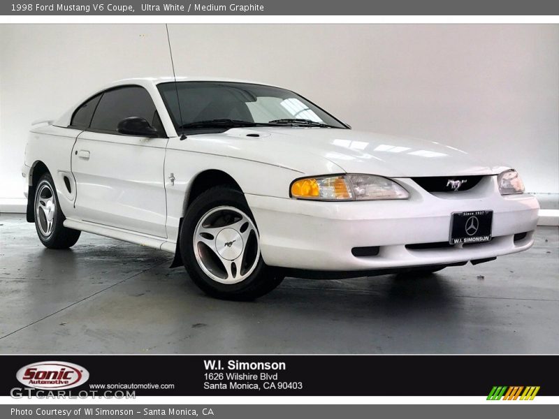 Ultra White / Medium Graphite 1998 Ford Mustang V6 Coupe