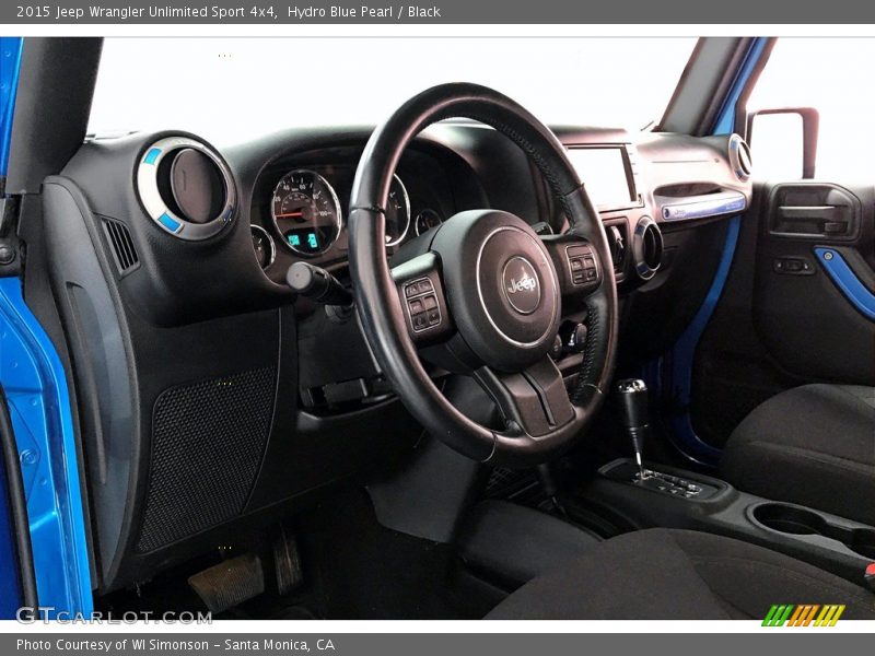 Hydro Blue Pearl / Black 2015 Jeep Wrangler Unlimited Sport 4x4