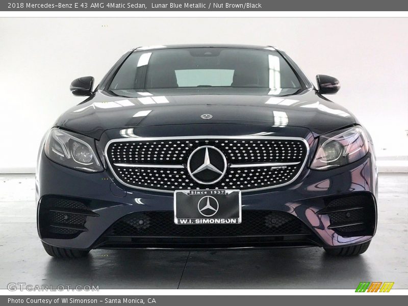 Lunar Blue Metallic / Nut Brown/Black 2018 Mercedes-Benz E 43 AMG 4Matic Sedan