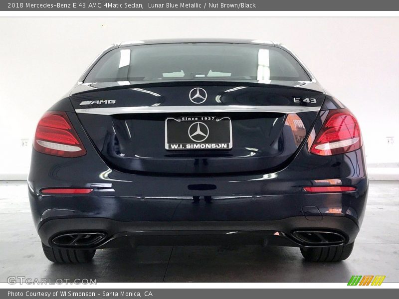 Lunar Blue Metallic / Nut Brown/Black 2018 Mercedes-Benz E 43 AMG 4Matic Sedan