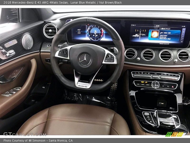 Lunar Blue Metallic / Nut Brown/Black 2018 Mercedes-Benz E 43 AMG 4Matic Sedan