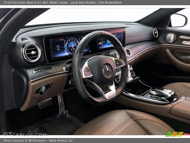 Lunar Blue Metallic / Nut Brown/Black 2018 Mercedes-Benz E 43 AMG 4Matic Sedan