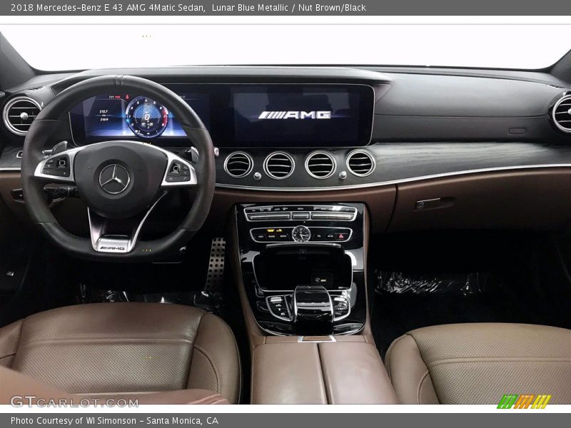 Lunar Blue Metallic / Nut Brown/Black 2018 Mercedes-Benz E 43 AMG 4Matic Sedan