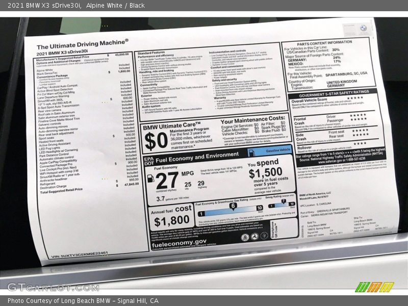 Alpine White / Black 2021 BMW X3 sDrive30i