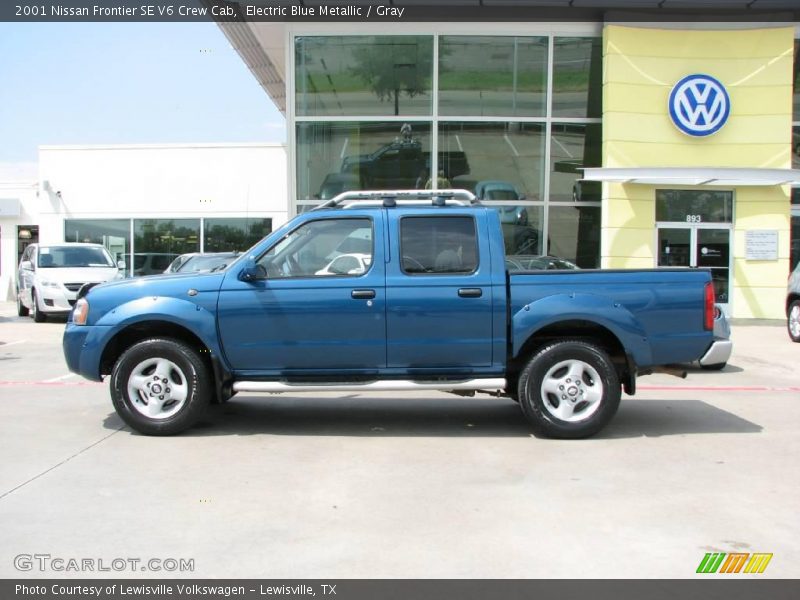 Electric Blue Metallic / Gray 2001 Nissan Frontier SE V6 Crew Cab