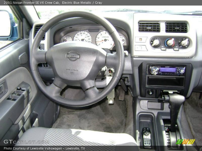 Electric Blue Metallic / Gray 2001 Nissan Frontier SE V6 Crew Cab