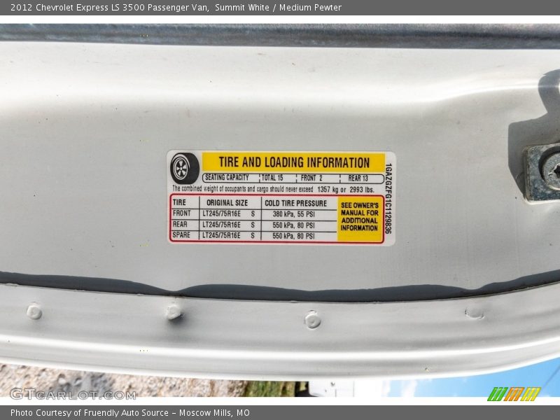 Summit White / Medium Pewter 2012 Chevrolet Express LS 3500 Passenger Van